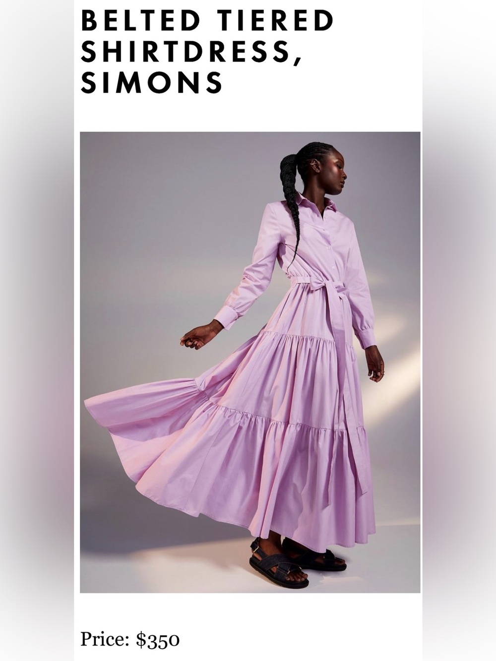 Edito By Simons BELTED TIERED Maxi SHIRTDRESS in Lavender - Picture 12 of 12